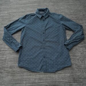 American Rag Shirt Men Button Up Blue Patterns Long Sleeve Cotton Medium